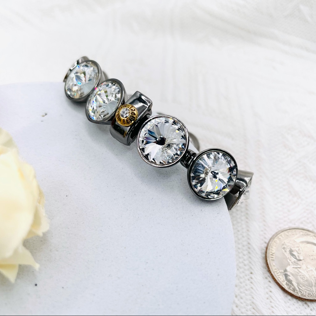 Henri Bendel Rivet And Crystal Logo Snap Bracelet